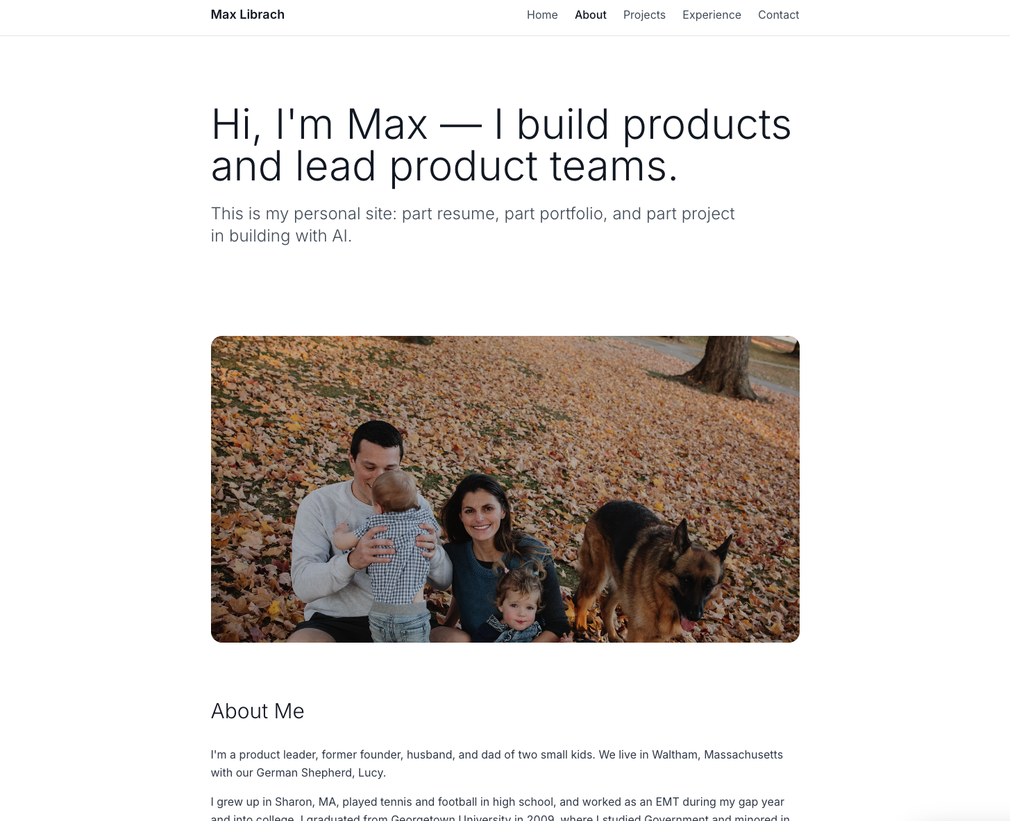 Screenshot of MaxLibrach.com homepage